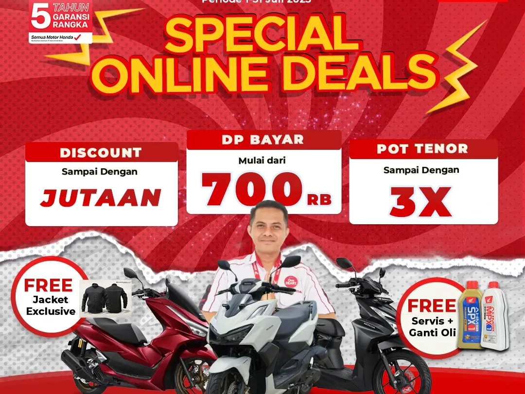 Promo Motor Honda Juli 2025 di Honda Mitra Jaya: DP Mulai 700 Ribu, Cashback Jutaan!