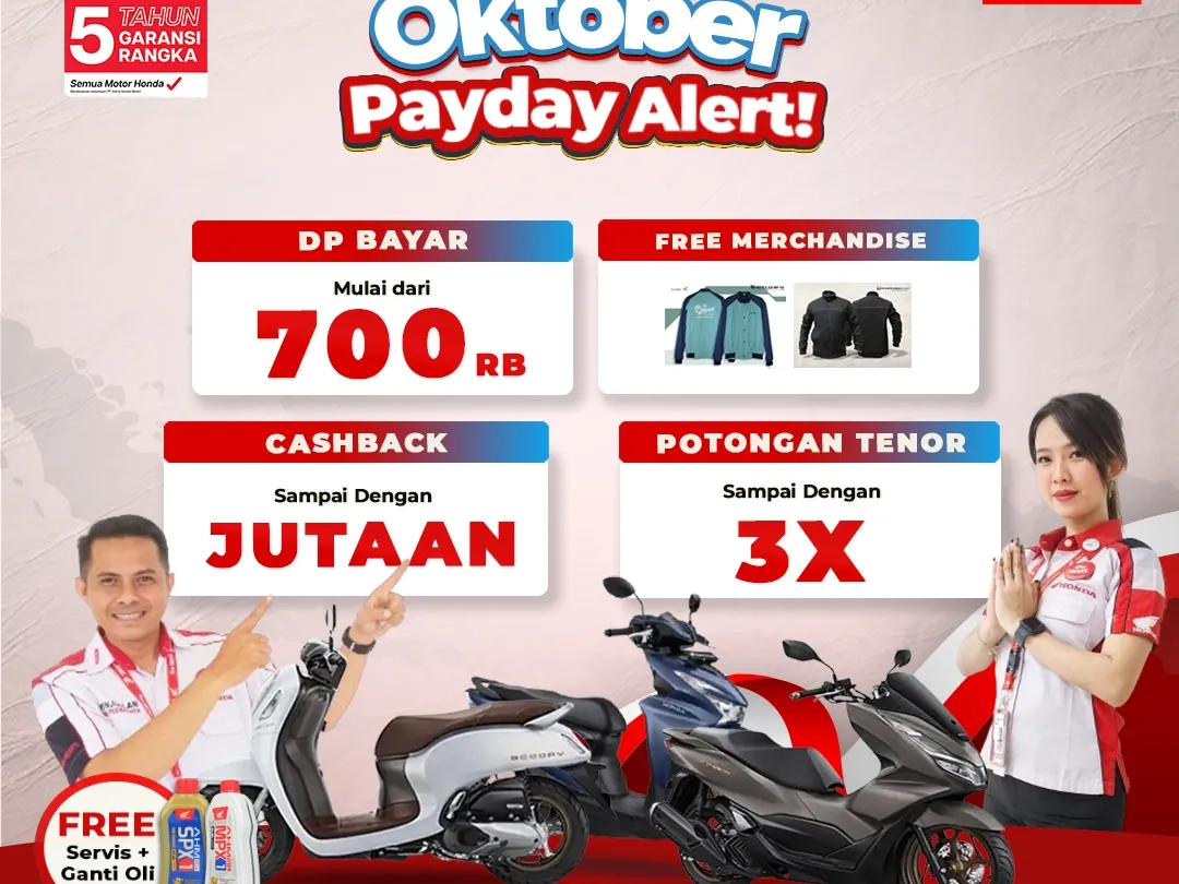 Promo Payday Oktober 2025 Honda Mitra Jaya – DP Mulai 700rb & Cashback Jutaan